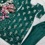 Aarzoo Designer Chinon Long Kurti Set Embroidered Long Top, Pant & Dupatta