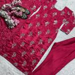 Aarzoo Designer Chinon Long Kurti Set Embroidered Long Top, Pant & Dupatta