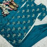Aarzoo Designer Chinon Long Kurti Set Embroidered Long Top, Pant & Dupatta