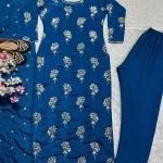 Aarzoo Designer Chinon Long Kurti Set Embroidered Long Top, Pant & Dupatta