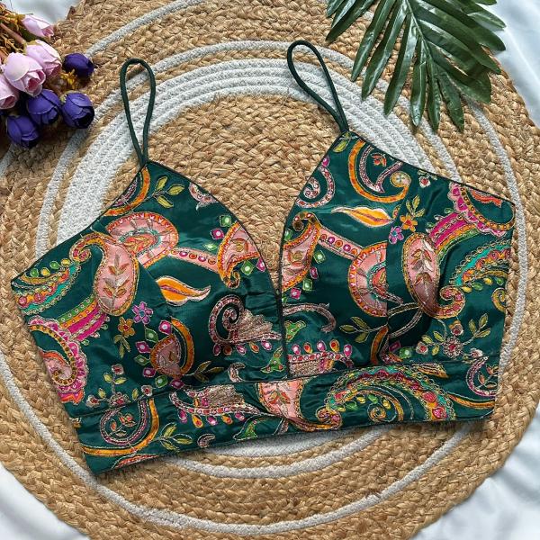 Noodle Strap Crepe Designer Blouse – Back Open Style