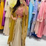 Zayra Designer Dhoti Set with Printed Shrug Modern Fusion Ethnic Outfit – 3 Piece Set