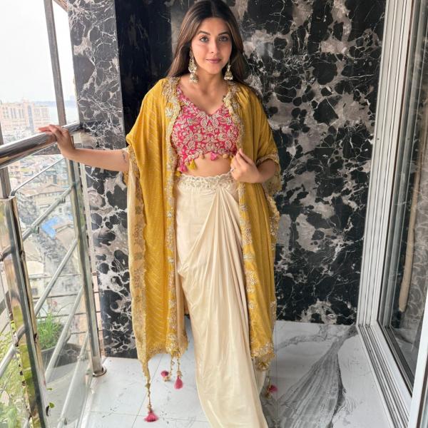 Zayra Designer Dhoti Set with Printed Shrug Modern Fusion Ethnic Outfit – 3 Piece Set