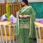 Noor Chinnon Silk Designer Sharara Set  Party Wear Top, Sharara Palazzo & Embroidered Dupatta