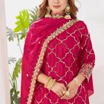 Noor Chinnon Silk Designer Sharara Set  Party Wear Top, Sharara Palazzo & Embroidered Dupatta