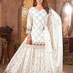 Noor Chinnon Silk Designer Sharara Set  Party Wear Top, Sharara Palazzo & Embroidered Dupatta