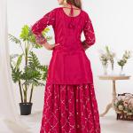 Noor Chinnon Silk Designer Sharara Set  Party Wear Top, Sharara Palazzo & Embroidered Dupatta