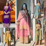 Elara Luxury Crunchy Silk Kurta Sharara Set Premium Boutique Style Festive Wear