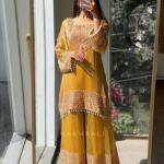 Elara Luxury Crunchy Silk Kurta Sharara Set Premium Boutique Style Festive Wear