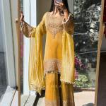 Elara Luxury Crunchy Silk Kurta Sharara Set Premium Boutique Style Festive Wear