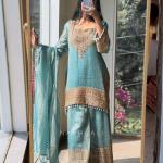 Elara Luxury Crunchy Silk Kurta Sharara Set Premium Boutique Style Festive Wear