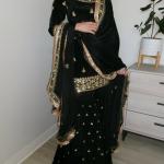 Noor Crepe Designer Sharara Set Embroidered Top, Sharara Palazzo & Georgette Dupatta