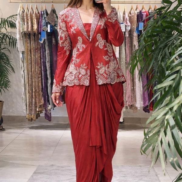 Rangoli Silk Koti Dhoti Lehenga Set  Boutique Style Embroidered Lehenga with Blouse & Koti