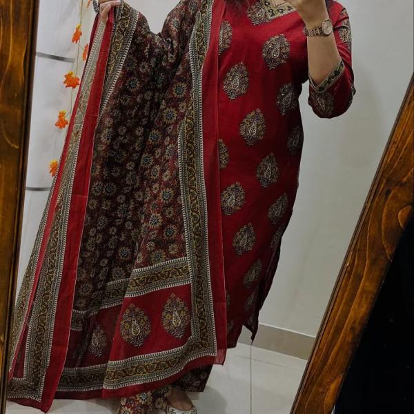 Saanvi Premium Jaipuri Cotton Kurti Set – 3 Piece Comfort Collection