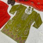Meher Chinnon Silk Designer Plazzo Set Embroidered Party Wear Top, Plazzo & Dupatta
