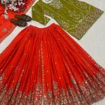 Meher Chinnon Silk Designer Plazzo Set Embroidered Party Wear Top, Plazzo & Dupatta