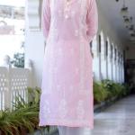 Roselle Pink Embroidered Cotton Kurta Set with Dupatta
