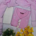 Roselle Pink Embroidered Cotton Kurta Set with Dupatta