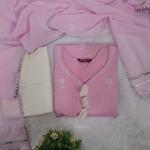 Roselle Pink Embroidered Cotton Kurta Set with Dupatta