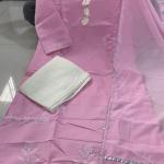 Roselle Pink Embroidered Cotton Kurta Set with Dupatta