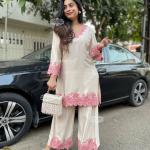 Royale Embroidered Rayon Cord Set Premium Party Wear Top & Palazzo Set