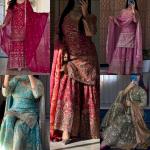 Zariya Fancy Crush Silk Designer Sharara Set Embroidered Top, Sharara Palazzo & Dupatta