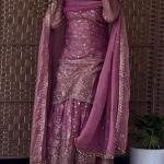 Zariya Fancy Crush Silk Designer Sharara Set Embroidered Top, Sharara Palazzo & Dupatta