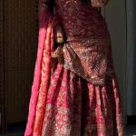 Zariya Fancy Crush Silk Designer Sharara Set Embroidered Top, Sharara Palazzo & Dupatta