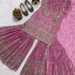 Zariya Fancy Crush Silk Designer Sharara Set Embroidered Top, Sharara Palazzo & Dupatta