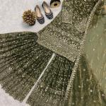 Zariya Fancy Crush Silk Designer Sharara Set Embroidered Top, Sharara Palazzo & Dupatta