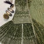 Zariya Fancy Crush Silk Designer Sharara Set Embroidered Top, Sharara Palazzo & Dupatta