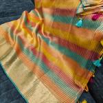Rangtara Organza Crush Tissue Silk Saree  Multi-Color Designer Saree with Jacquard Border