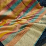 Rangtara Organza Crush Tissue Silk Saree  Multi-Color Designer Saree with Jacquard Border