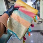 Rangtara Organza Crush Tissue Silk Saree  Multi-Color Designer Saree with Jacquard Border