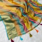 Rangtara Organza Crush Tissue Silk Saree  Multi-Color Designer Saree with Jacquard Border