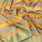 Rangtara Organza Crush Tissue Silk Saree  Multi-Color Designer Saree with Jacquard Border