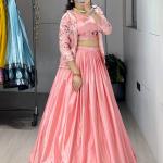 Afsana Chinon Embroidered Koti Lehenga Set (GRTN8234PCH) Designer Jacket Style Lehenga Collection