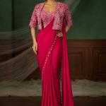 Crepe Silk Ready-to-Wear Saree with Embroidered Koti