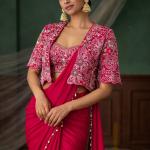 Crepe Silk Ready-to-Wear Saree with Embroidered Koti