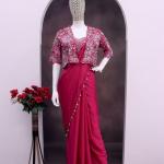 Crepe Silk Ready-to-Wear Saree with Embroidered Koti