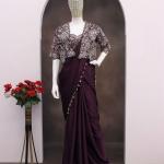 Crepe Silk Ready-to-Wear Saree with Embroidered Koti