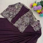 Crepe Silk Ready-to-Wear Saree with Embroidered Koti