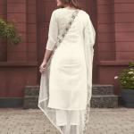Rayon Slub Embroidered Kurti Set with Organza Dupatta