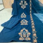 Rayon Slub Embroidered Kurti Set with Organza Dupatta