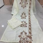 Rayon Slub Embroidered Kurti Set with Organza Dupatta