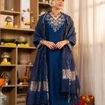 Satori Royale Silk Embroidered Suit Set  Premium Festive Kurta, Pant & Banarasi Dupatta