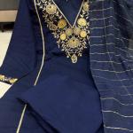 Satori Royale Silk Embroidered Suit Set  Premium Festive Kurta, Pant & Banarasi Dupatta