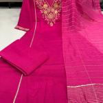 Satori Royale Silk Embroidered Suit Set  Premium Festive Kurta, Pant & Banarasi Dupatta