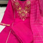 Satori Royale Silk Embroidered Suit Set  Premium Festive Kurta, Pant & Banarasi Dupatta