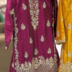 Noorani Chinon Silk Designer Sharara Set  Embroidered Party Wear Top, Sharara Palazzo & Dupatta